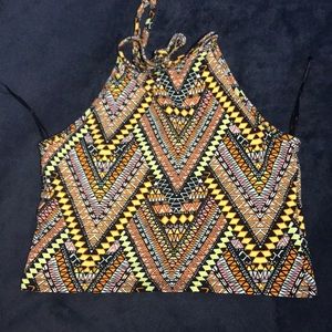 Tribal print, halter crop top